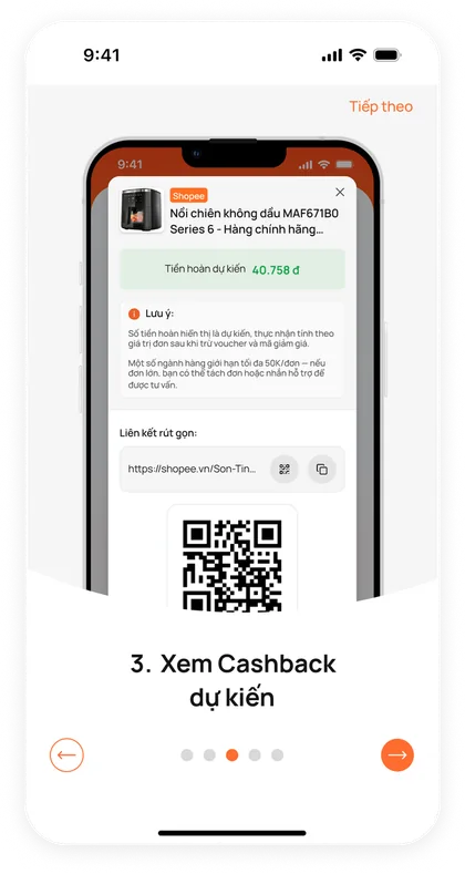 Xem Cashback dự kiến