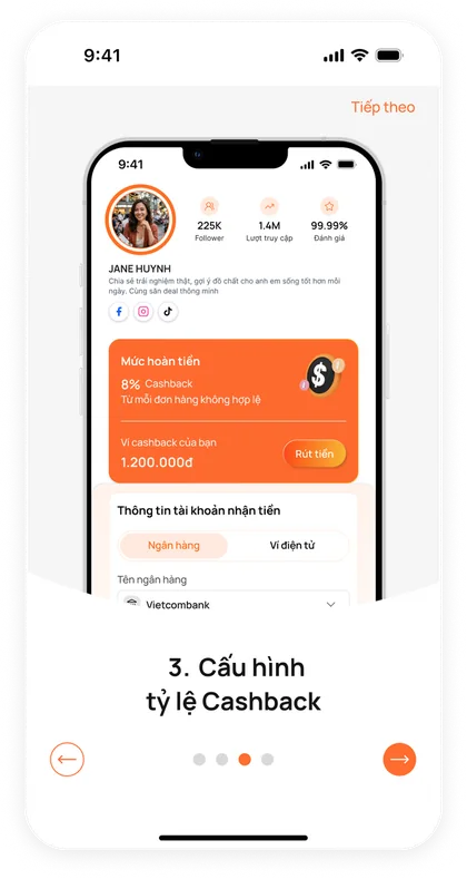 Cấu hình tỷ lệ Cashback